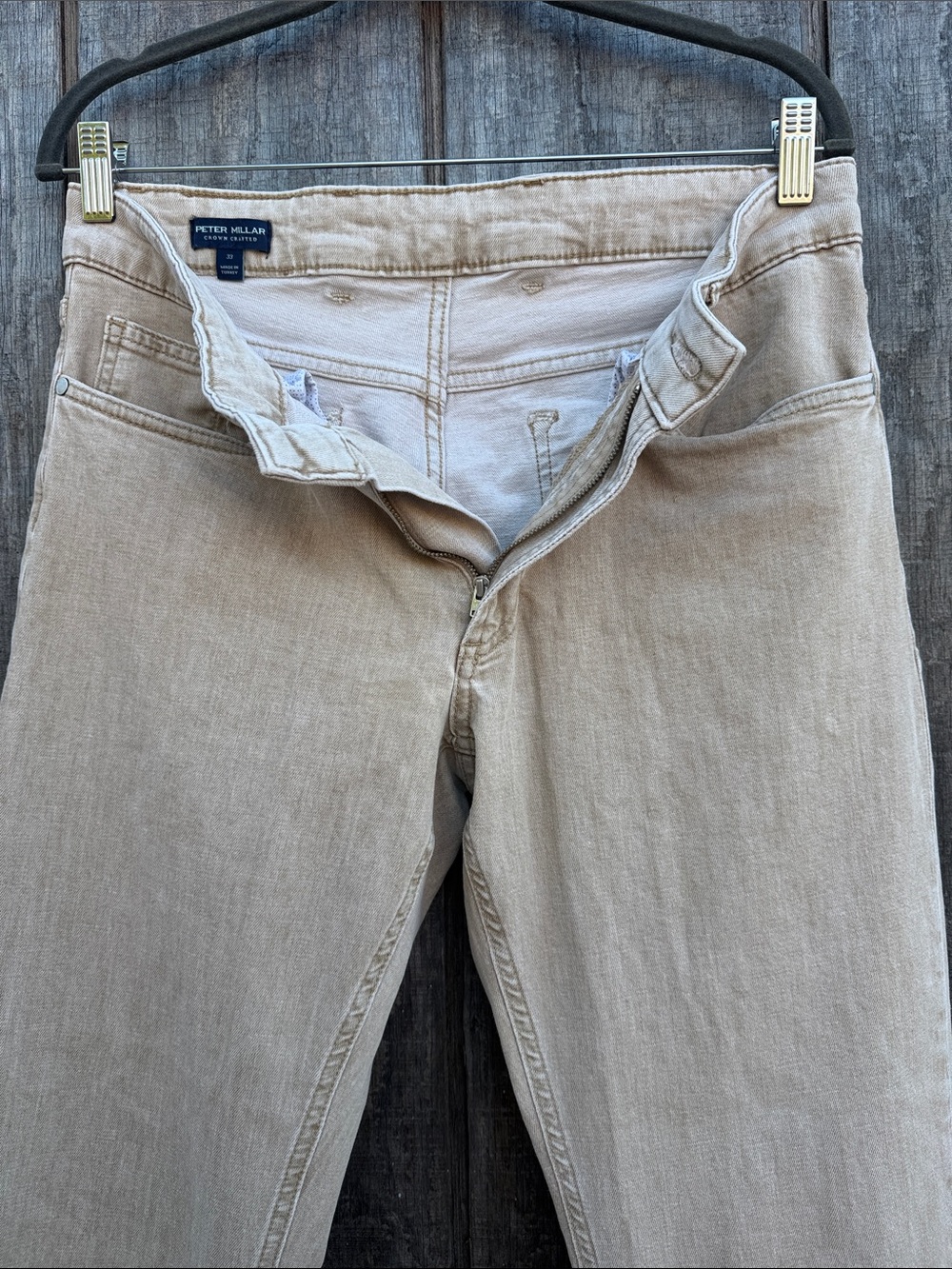 Peter Millar Men's Smooth Stretchy Pants in Light Mineral Wash Beige Size 33 - Picture 5 of 8